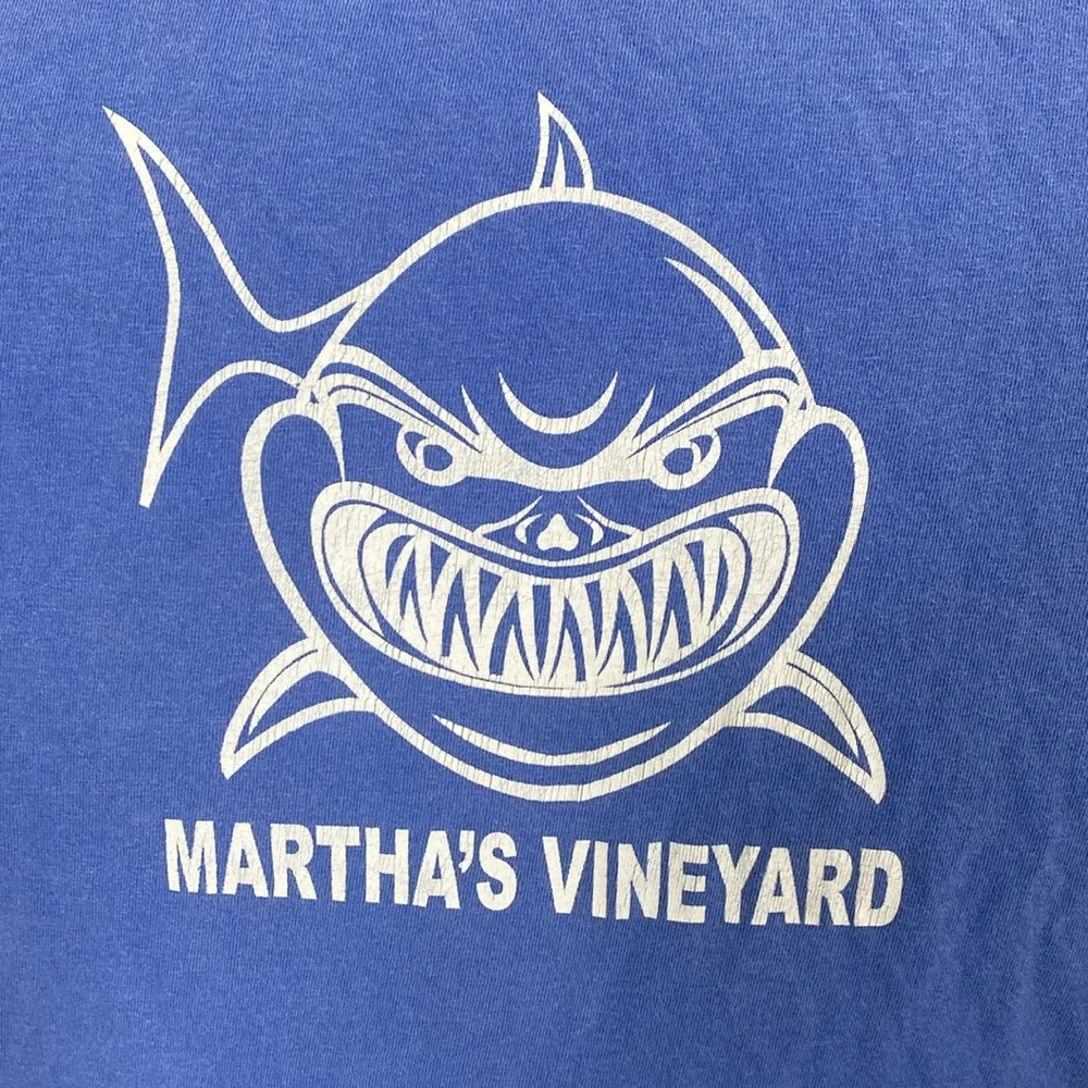 Martha's Vineyard Shark Blue T-Shirt, Size Youth M
